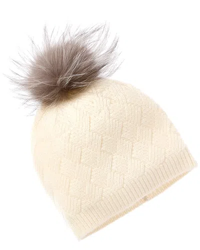Amicale Cashmere Basketweave Rib Cashmere Hat In Neutral