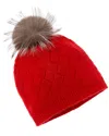 Amicale Cashmere Basketweave Rib Cashmere Hat In Red