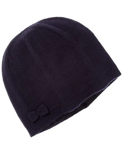 Amicale Cashmere Bow Cashmere Beanie In Blue