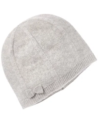 Amicale Cashmere Bow Cashmere Beanie In Gray
