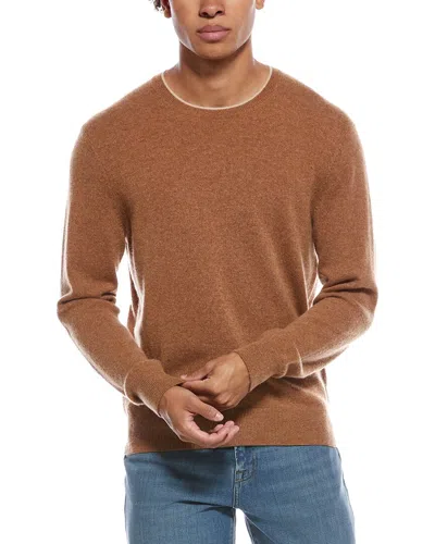 AMICALE CASHMERE AMICALE CASHMERE BRIOCHE TWO-TONE CASHMERE CREWNECK SWEATER