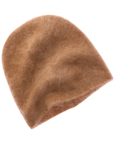 Amicale Cashmere Brushed Slouch Cashmere Beanie In Brown