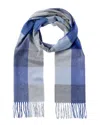 Amicale Cashmere Buffalo Check Cashmere Scarf In Blue