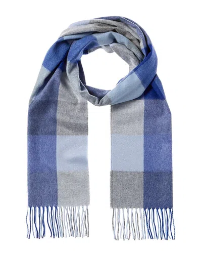 Amicale Cashmere Buffalo Check Cashmere Scarf In Blue