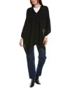 Amicale Cashmere Button Shoulder Cashmere Poncho In Black