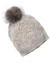 Amicale Cashmere Cable Knit Cashmere Hat In Gray