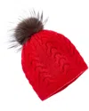 Amicale Cashmere Basketweave Rib Cashmere Hat In Red