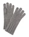 Amicale Cashmere Cable Knit Cuff Cashmere Tech Gloves In Grey