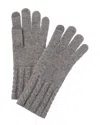 Amicale Cashmere Cable Knit Cuff Cashmere Tech Gloves In Grey