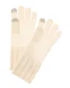 Amicale Cashmere Cable Knit Cuff Cashmere Tech Gloves In White
