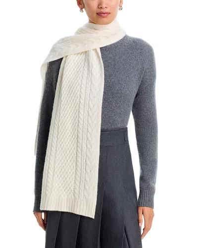 Amicale Cashmere Cable Knit Scarf - Exclusive In White