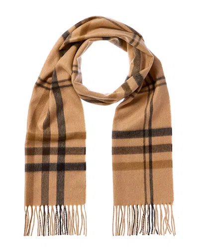 Amicale Cashmere Check Cashmere Scarf In Brown