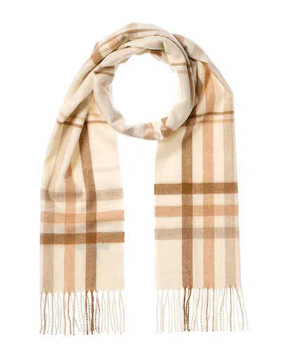 Amicale Cashmere Check Cashmere Scarf In White