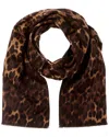 Amicale Cashmere Cheetah Double Face Wool & Cashmere-blend Scarf In Brown