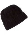 Amicale Cashmere Chunky Cable Cuffed Wool & Cashmere-blend Hat In Black