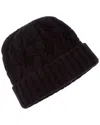 Amicale Cashmere Chunky Cable Cuffed Wool & Cashmere-blend Hat In Black