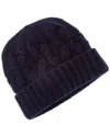 Amicale Cashmere Chunky Cable Cuffed Wool & Cashmere-blend Hat In Blue