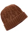 Amicale Cashmere Chunky Cable Cuffed Wool & Cashmere-blend Hat In Brown
