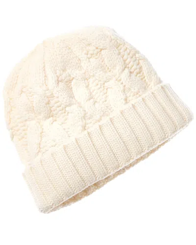 Amicale Cashmere Chunky Cable Cuffed Wool & Cashmere-blend Hat In Neutral