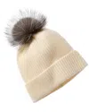 Amicale Cashmere Chunky Rib Cashmere Hat In Beige