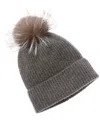 Amicale Cashmere Chunky Rib Cashmere Hat In Grey