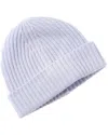 Amicale Cashmere Chunky Rib Cuffed Cashmere Hat In Blue
