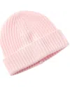 Amicale Cashmere Chunky Rib Cuffed Cashmere Hat In Pink