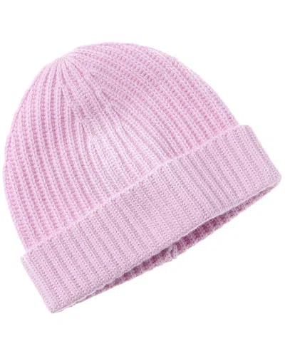 Amicale Cashmere Chunky Rib Cuffed Cashmere Hat In Purple