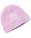 Amicale Cashmere Chunky Rib Cuffed Cashmere Hat In Purple