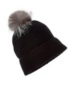 Amicale Cashmere Chunky Rib Knit Cashmere Hat In Black