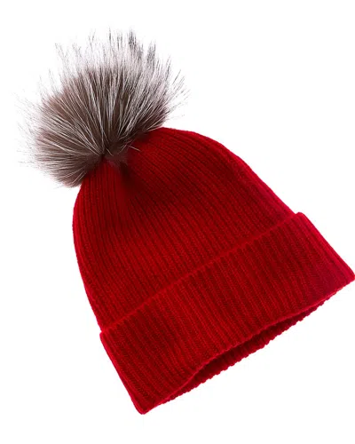 Amicale Cashmere Chunky Rib Knit Cashmere Hat In Burgundy
