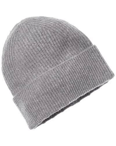 Amicale Cashmere Cuffed Rib Knit Cashmere Hat In Brown