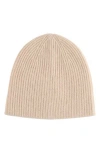 Amicale Cashmere Double Layer Rib Knit Beanie In Brown