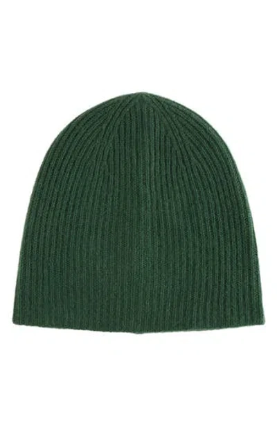 Amicale Cashmere Double Layer Rib Knit Beanie In Brown