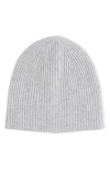 Amicale Cashmere Double Layer Rib Knit Beanie In Gray