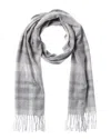 Amicale Cashmere Exploded Plaid Cashmere Scarf In Gray