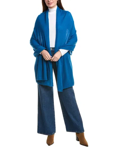 Amicale Cashmere Feather Weight Cashmere Travel Wrap In Blue