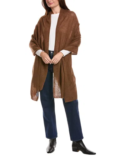Amicale Cashmere Feather Weight Cashmere Travel Wrap In Brown