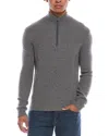 Amicale Cashmere Feeder Pique Zip Cashmere Sweater In Gray