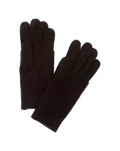 Amicale Cashmere Fold-over Rib Cuff Cashmere Gloves In Black