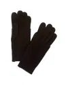 Amicale Cashmere Fold-over Rib Cuff Cashmere Gloves In Black