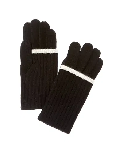 Amicale Cashmere Fold-over Tipped Cuff Cashmere Gloves In Black