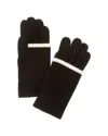 Amicale Cashmere Fold-over Tipped Cuff Cashmere Gloves In Black
