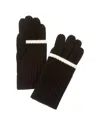 Amicale Cashmere Fold-over Tipped Cuff Cashmere Gloves In Black
