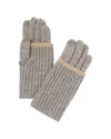 Amicale Cashmere Fold-over Tipped Cuff Cashmere Gloves In Gray