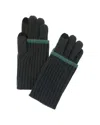 Amicale Cashmere Fold-over Tipped Cuff Cashmere Gloves In Green