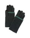 Amicale Cashmere Fold-over Tipped Cuff Cashmere Gloves In Green