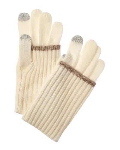 Amicale Cashmere Fold-over Tipped Cuff Cashmere Gloves In Neutral