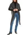 Amicale Cashmere Fringe Asymmetrical Cashmere Poncho In Brown