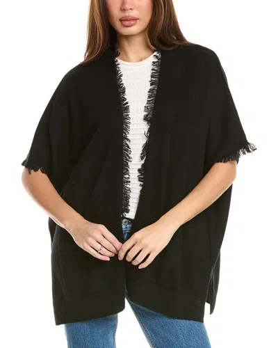Amicale Cashmere Fringe Cashmere Cape In Black